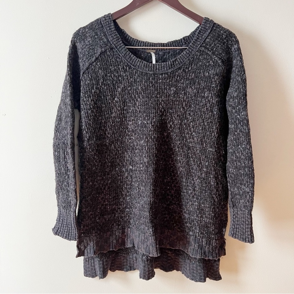 Free People Charcoal Gray Cotton/Wool Blend Pullover Sweater Size Medium